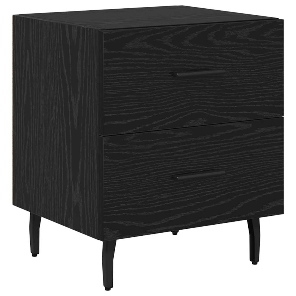 Κομοδίνο 2 pcs Μαύρη Οξυά 40 x 35 x 47,5 εκ Επεξεργασμένο ξύλο