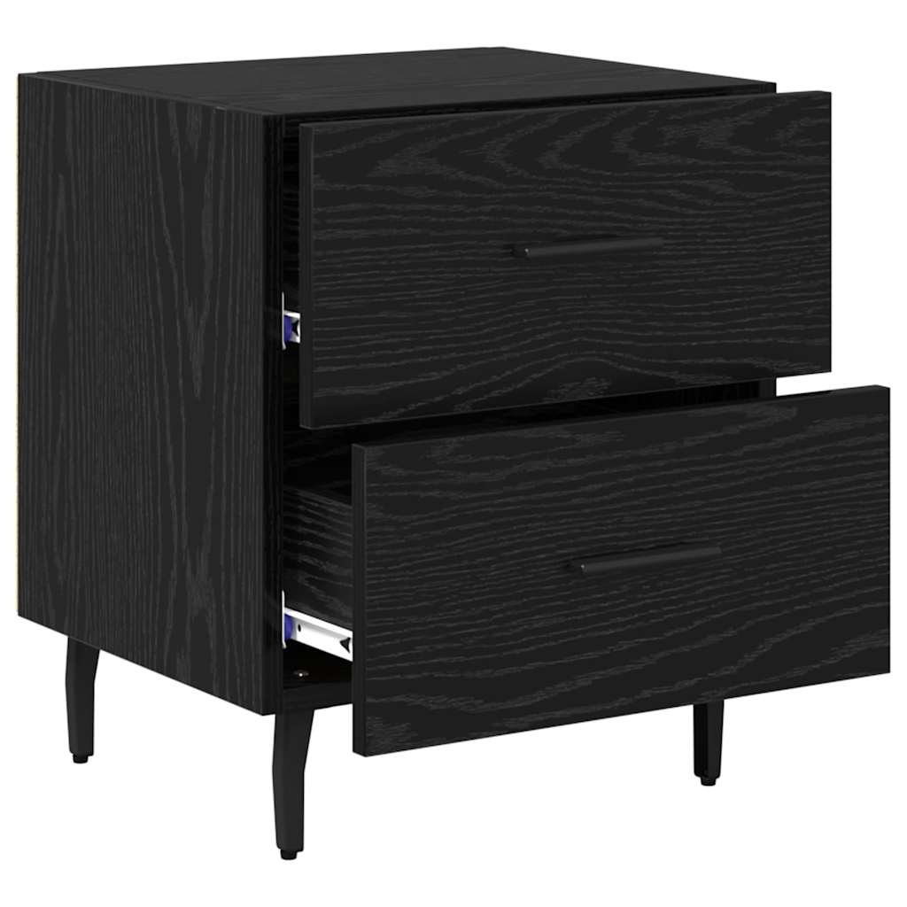 Κομοδίνο 2 pcs Μαύρη Οξυά 40 x 35 x 47,5 εκ Επεξεργασμένο ξύλο
