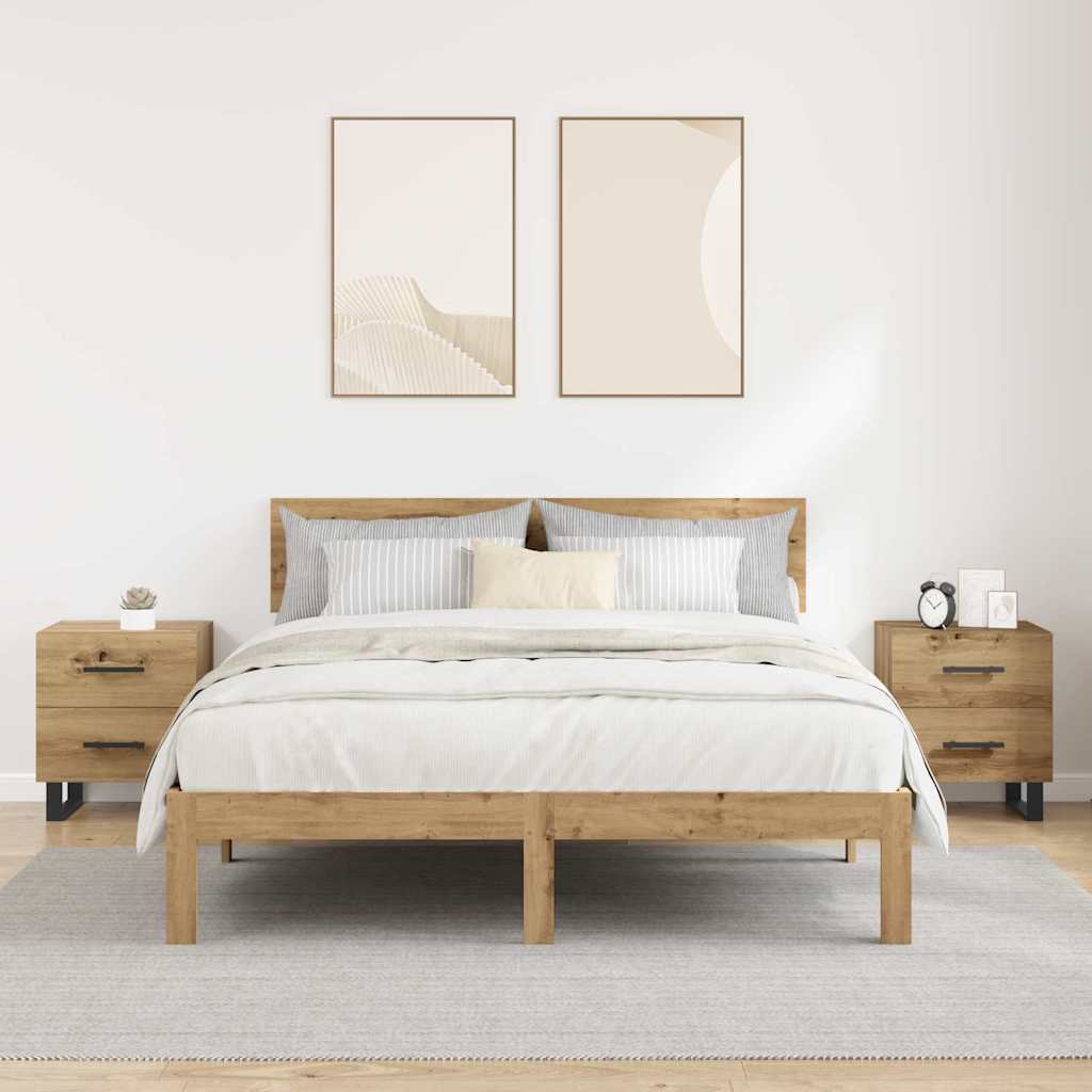 Κομοδίνο 2 pcs Artisan Oak 40 x 35 x 47,5 εκ Επεξεργασμένο ξύλο - Pakobazaar