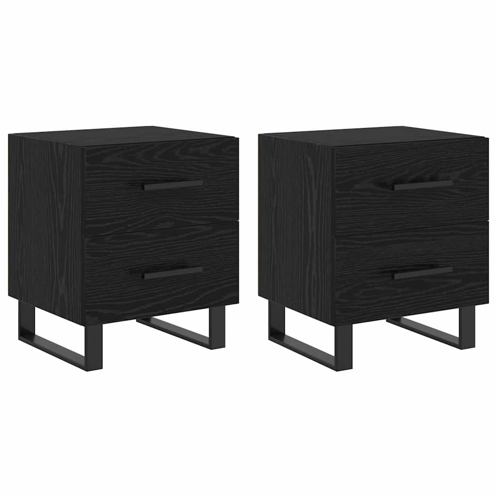 Κομοδίνο 2 pcs Μαύρη Οξυά 40 x 35 x 47,5 εκ Επεξεργασμένο ξύλο