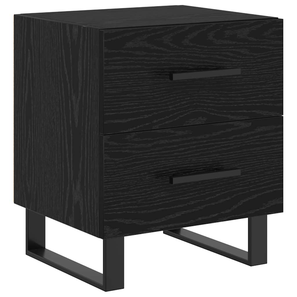 Κομοδίνο 2 pcs Μαύρη Οξυά 40 x 35 x 47,5 εκ Επεξεργασμένο ξύλο