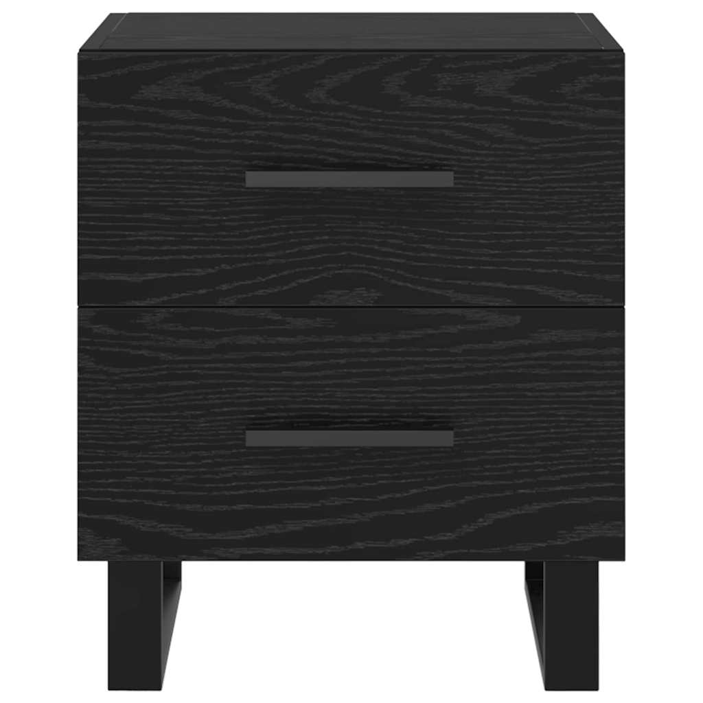 Κομοδίνο 2 pcs Μαύρη Οξυά 40 x 35 x 47,5 εκ Επεξεργασμένο ξύλο