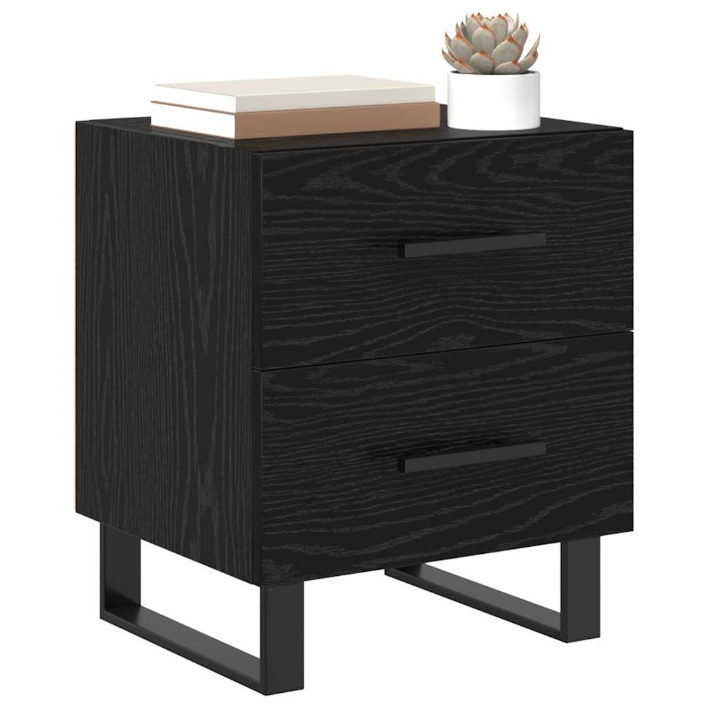 Κομοδίνο 2 pcs Μαύρη Οξυά 40 x 35 x 47,5 εκ Επεξεργασμένο ξύλο