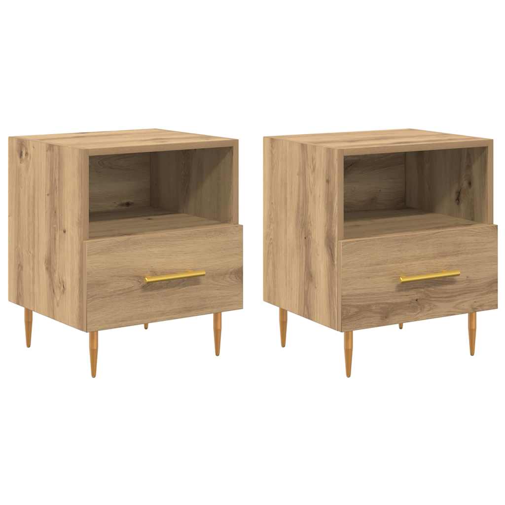Κομοδίνο 2 pcs Καφέ 40 x 35 x 47,5 εκ Επεξεργασμένο ξύλο - Pakobazaar