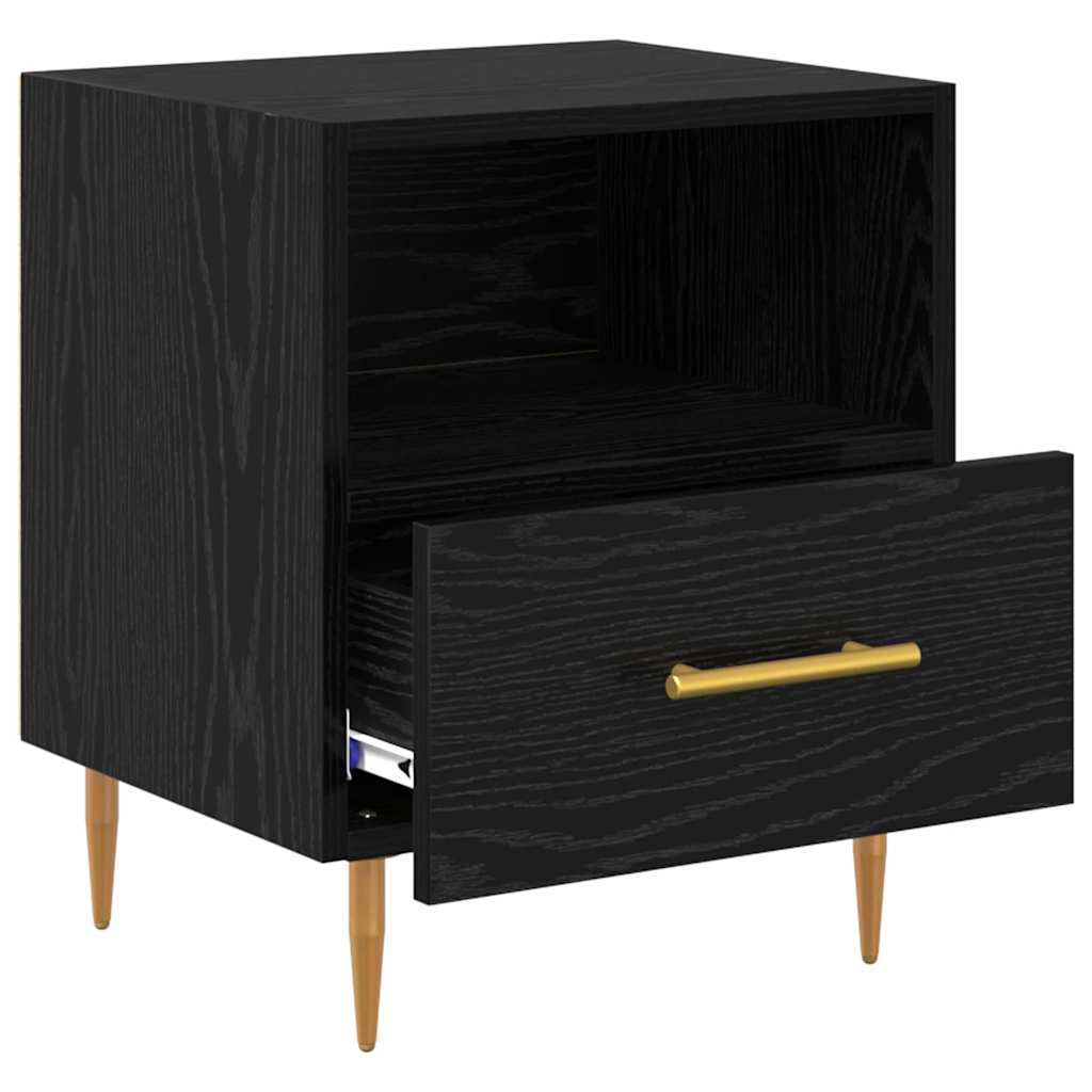 Κομοδίνο 2 pcs Μαύρο 40 x 35 x 47,5 εκ Επεξεργασμένο ξύλο