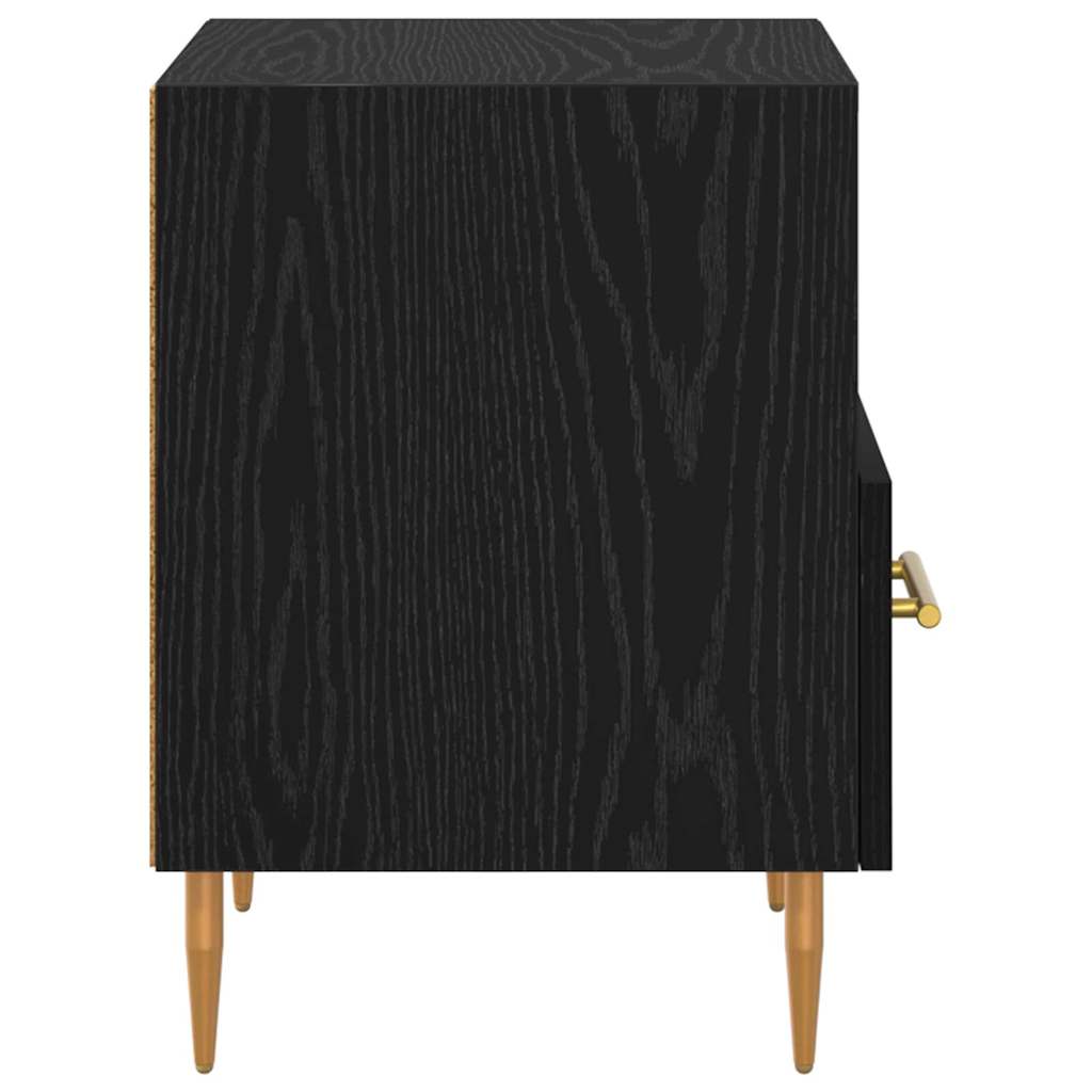 Κομοδίνο 2 pcs Μαύρο 40 x 35 x 47,5 εκ Επεξεργασμένο ξύλο