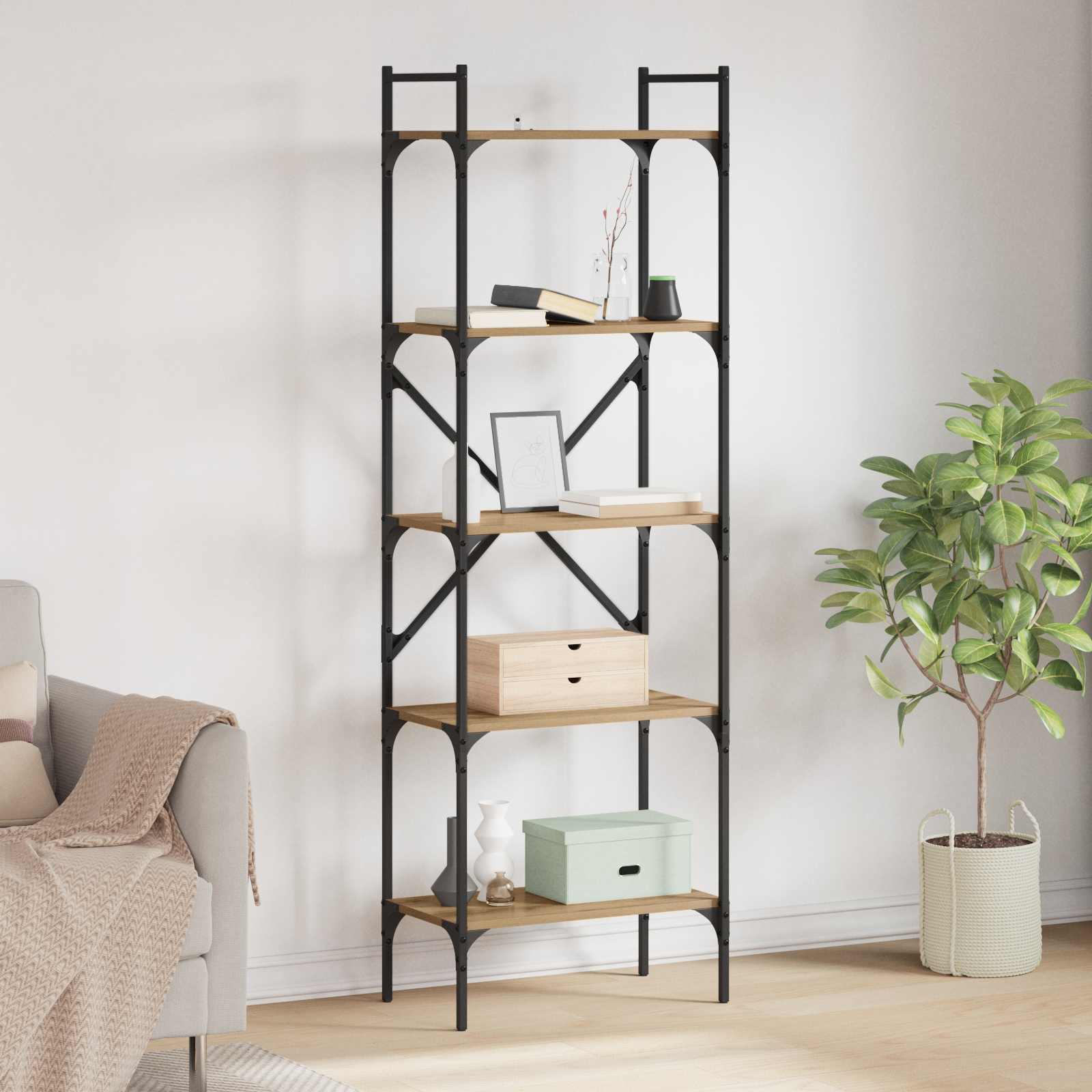Βιβλιοθήκη Artisan Oak 56 x 32 x 174 cm Επεξεργασμένο ξύλο - Pakobazaar