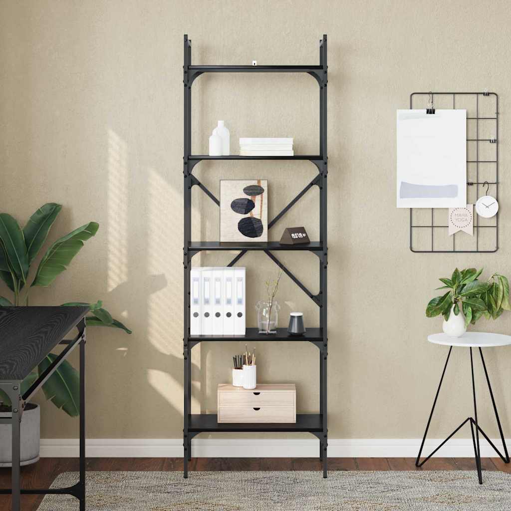 Βιβλιοθήκη Μαύρη Οξυά 56 x 32 x 174 cm Επεξεργασμένο ξύλο