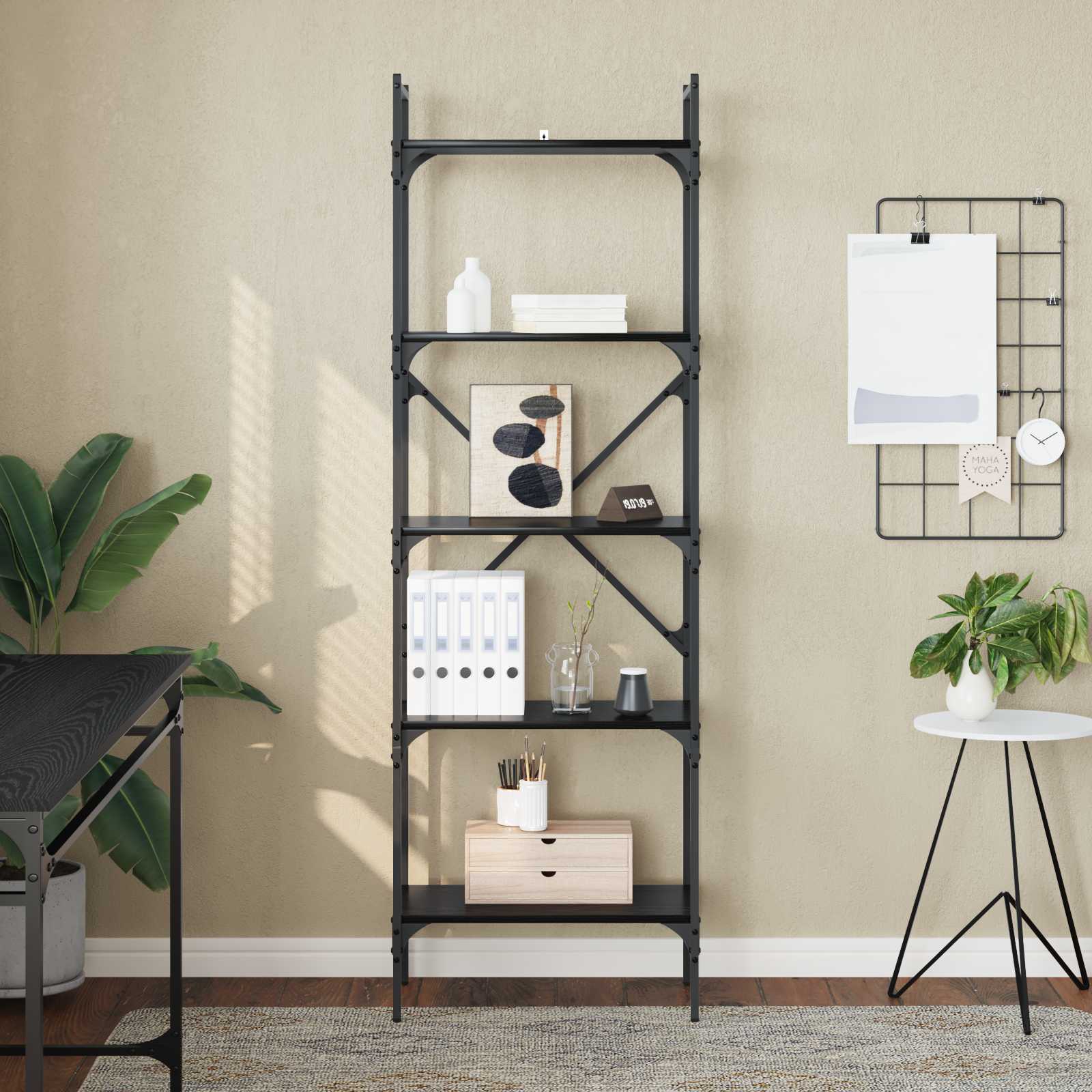 Βιβλιοθήκη Μαύρη Οξυά 56 x 32 x 174 cm Επεξεργασμένο ξύλο - Pakobazaar