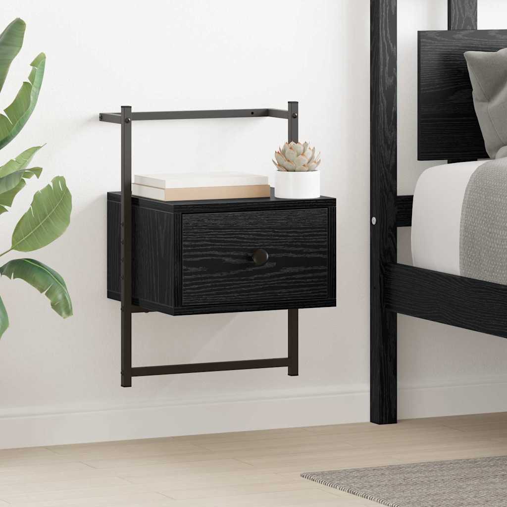 Κομοδίνο 2 pcs Μαύρη Οξυά 35 x 30 x 51 εκ. Επεξεργασμένο ξύλο - Pakobazaar