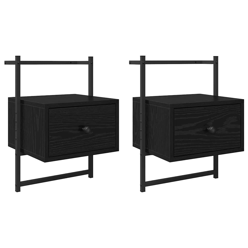 Κομοδίνο 2 pcs Μαύρη Οξυά 35 x 30 x 51 εκ. Επεξεργασμένο ξύλο - Pakobazaar