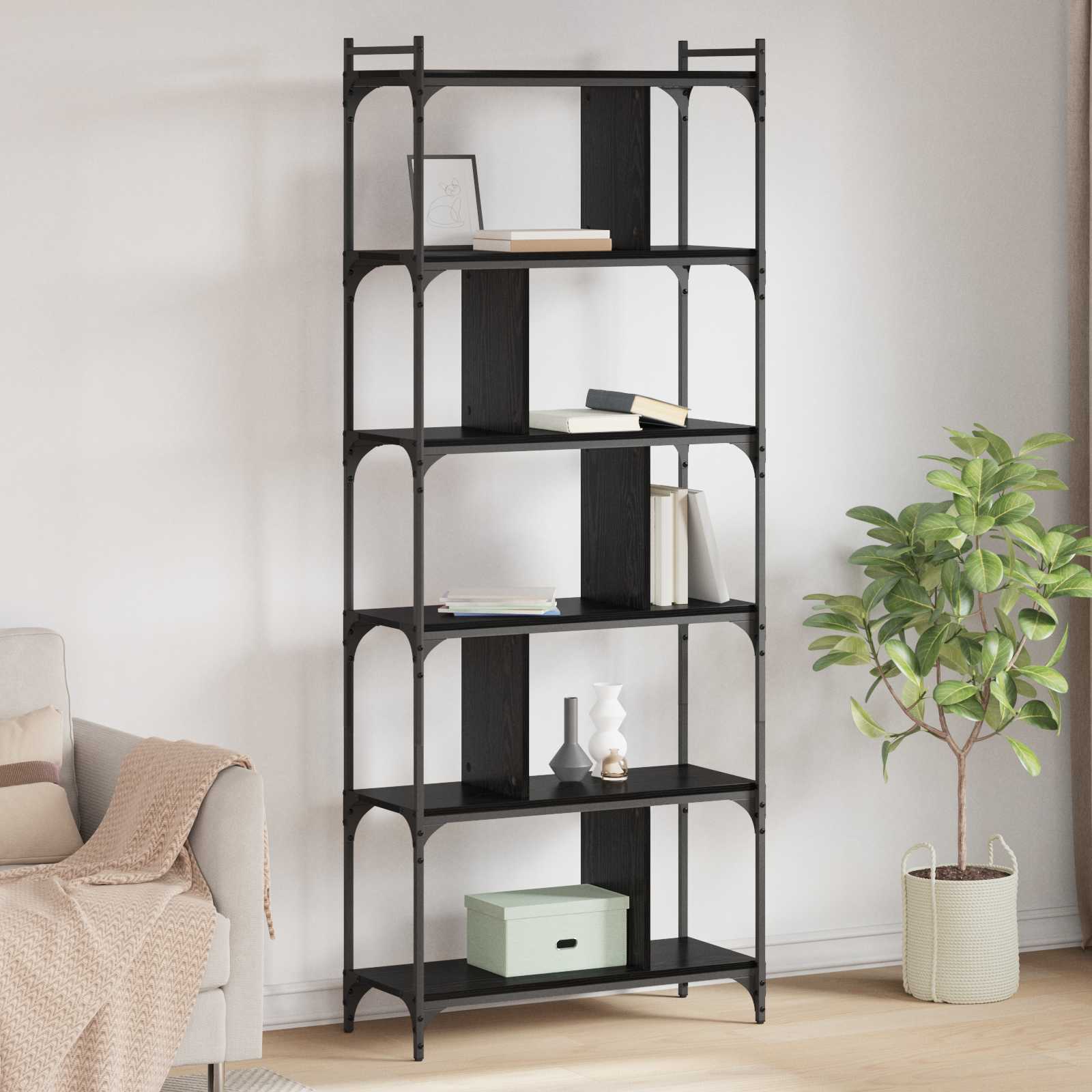 Βιβλιοθήκη Μαύρη δρυς 76 x 32 x 192 εκ. Επεξεργασμένο ξύλο - Pakobazaar