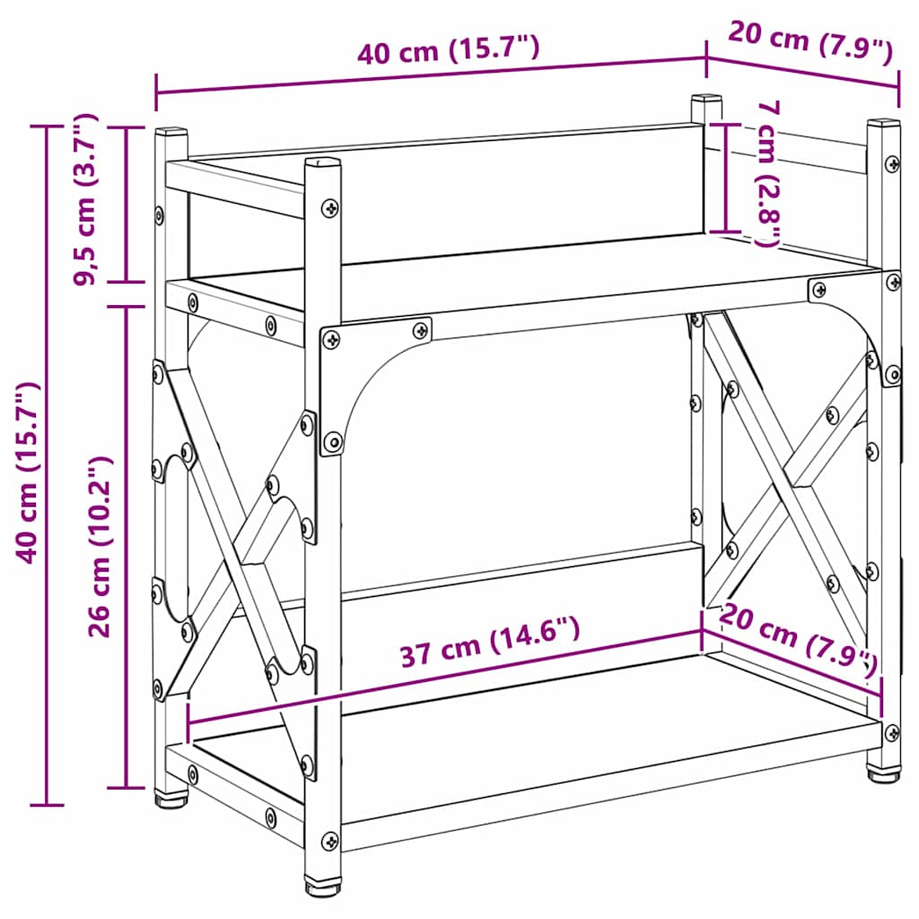 Σταντ Εκτυπωτή Artisan Oak 40 x 20 x 40 εκ Επεξεργασμένο ξύλο