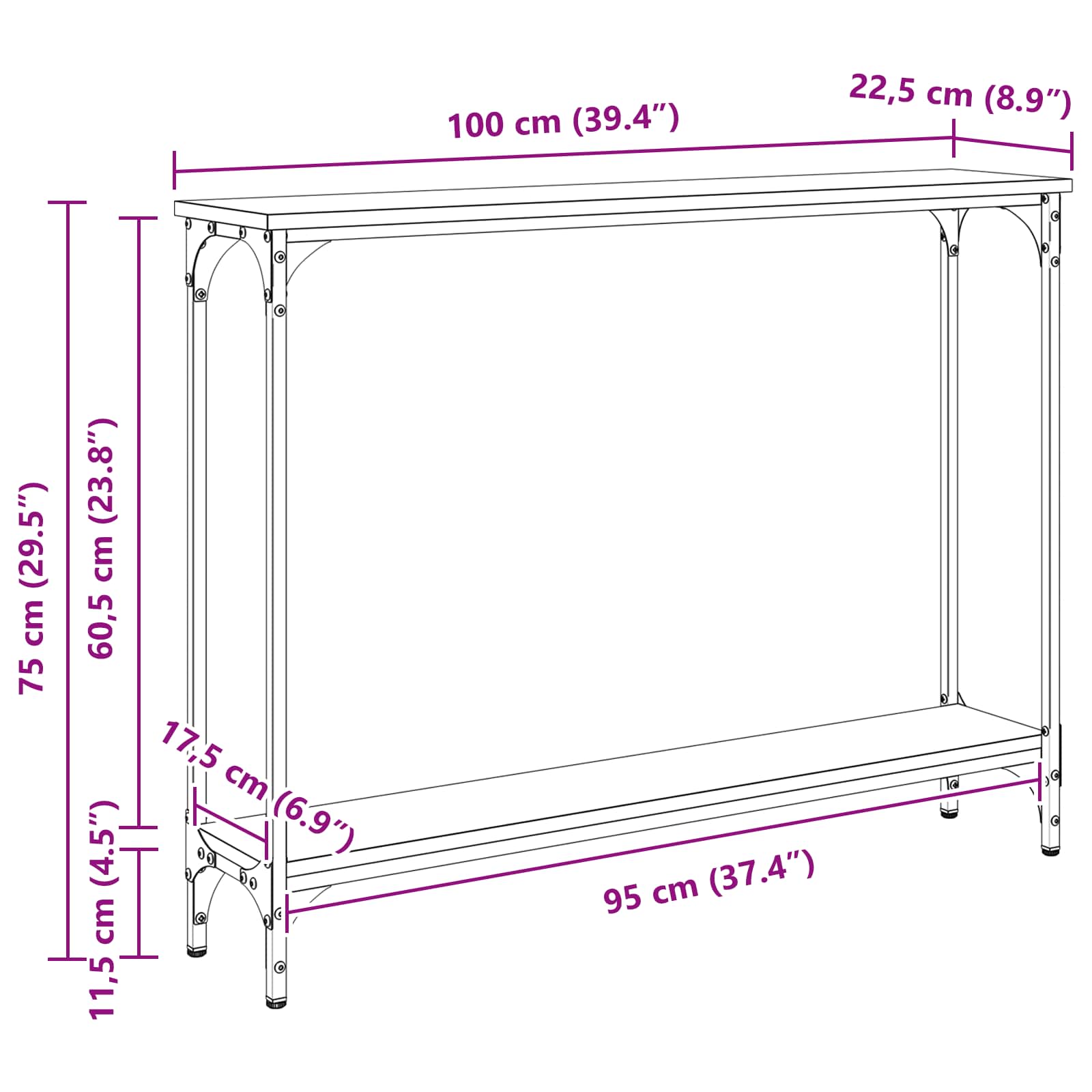 Τραπέζι κονσόλας με ράφι Artisan Oak 100 x 22,5 x 75 εκ - Pakobazaar
