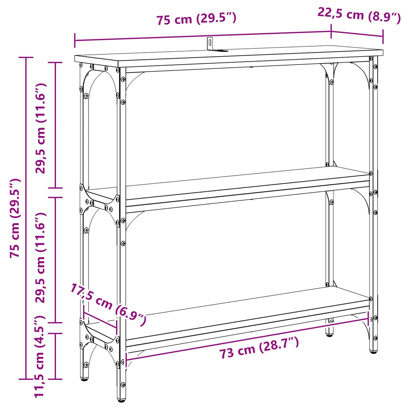 Τραπέζι κονσόλας με ράφι Artisan Oak 75 x 22,5 x 75 εκ - Pakobazaar