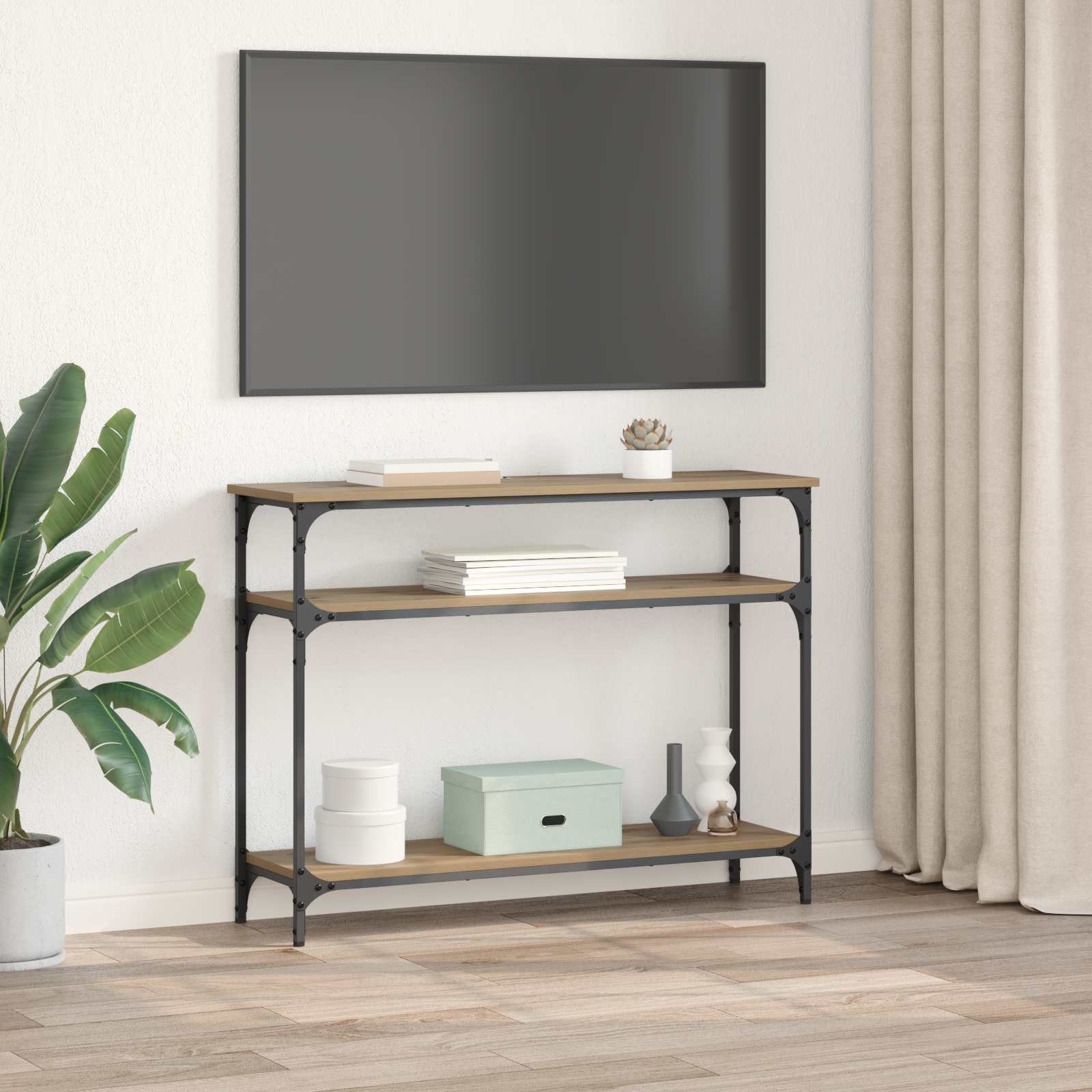 Τραπέζι κονσόλας με ράφι Artisan Oak 100 x 29 x 75 εκ. - Pakobazaar