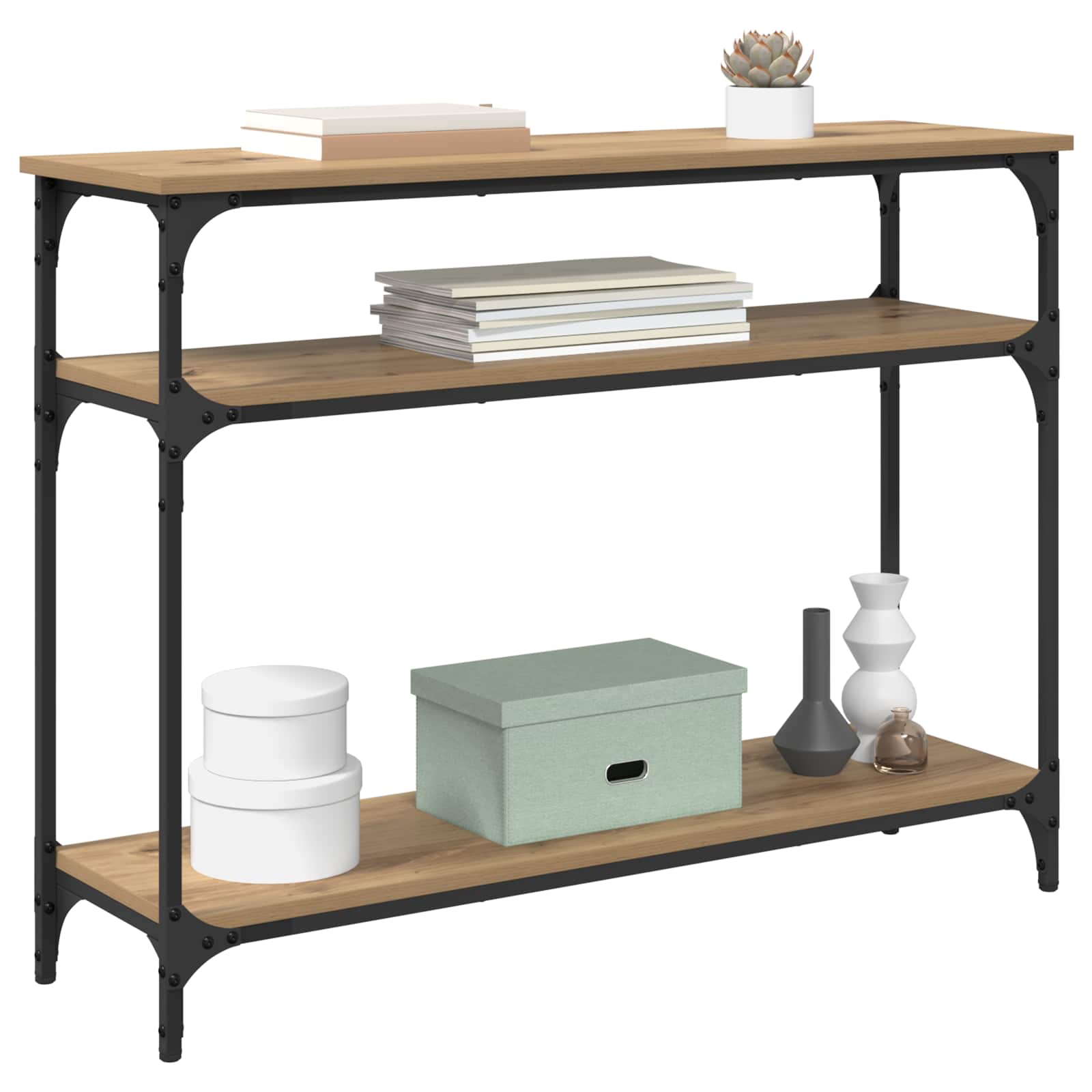 Τραπέζι κονσόλας με ράφι Artisan Oak 100 x 29 x 75 εκ. - Pakobazaar