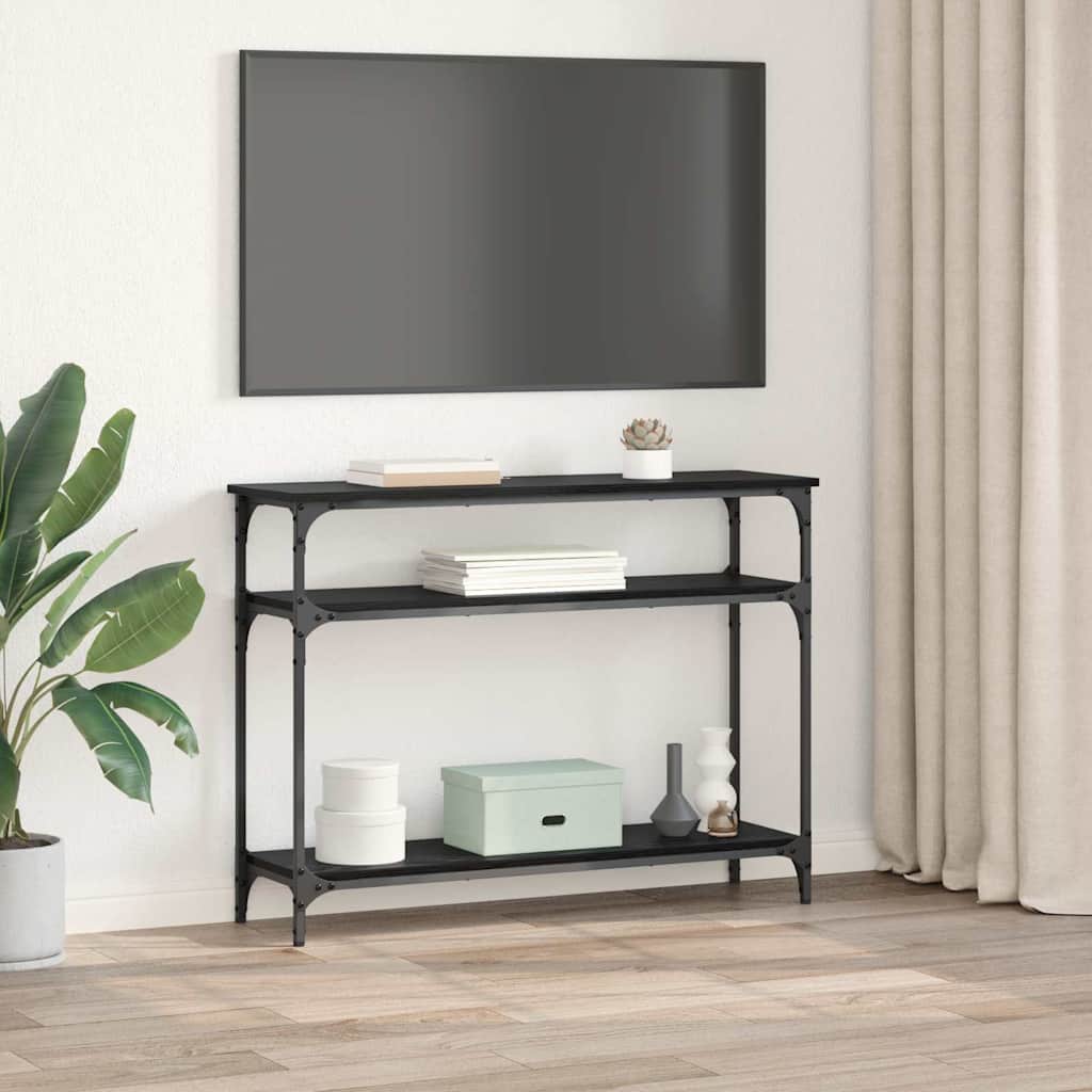 Τραπέζι κονσόλας με ράφι Μαύρη Οξυά 100 x 29 x 75 εκ. - Pakobazaar