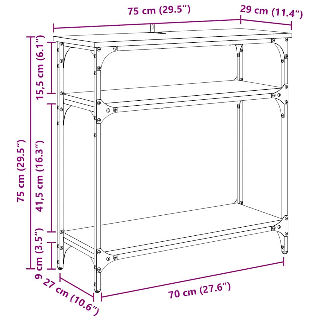Τραπέζι κονσόλας Μαύρη Οξυά 75 x 29 x 75 εκ Επεξεργασμένο ξύλο