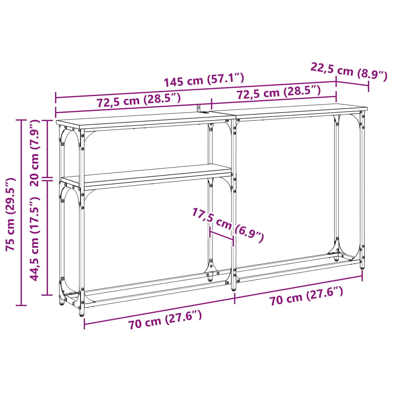ΤραπέζιΚονσόλας Artisan Oak 145 x 22,5 x 75 εκ. - Pakobazaar