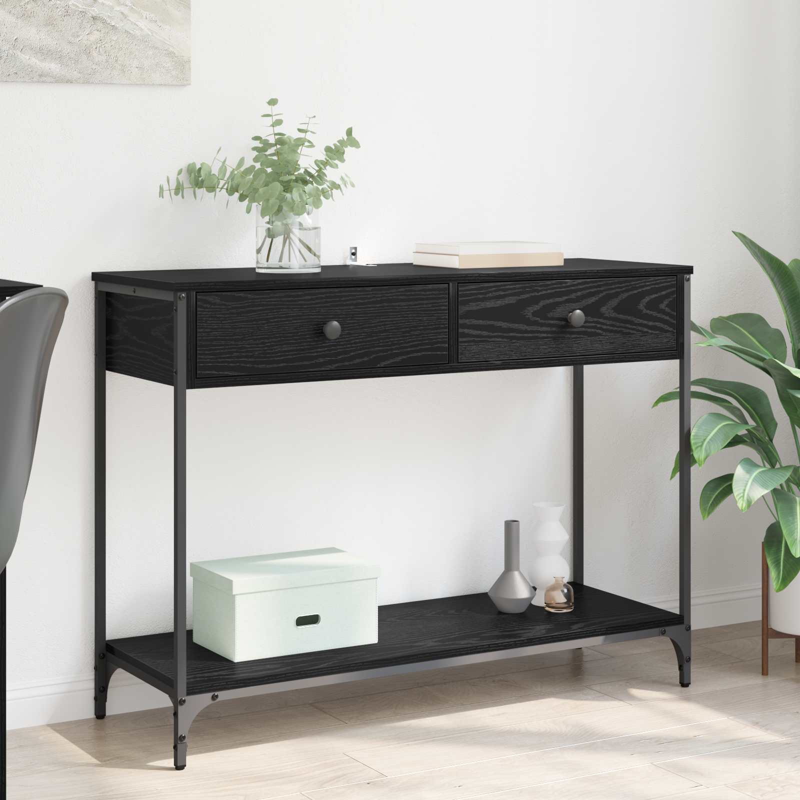 Τραπέζι κονσόλας με συρτάρι Μαύρη Οξυά 100 x 34,5 x 75 εκ. - Pakobazaar