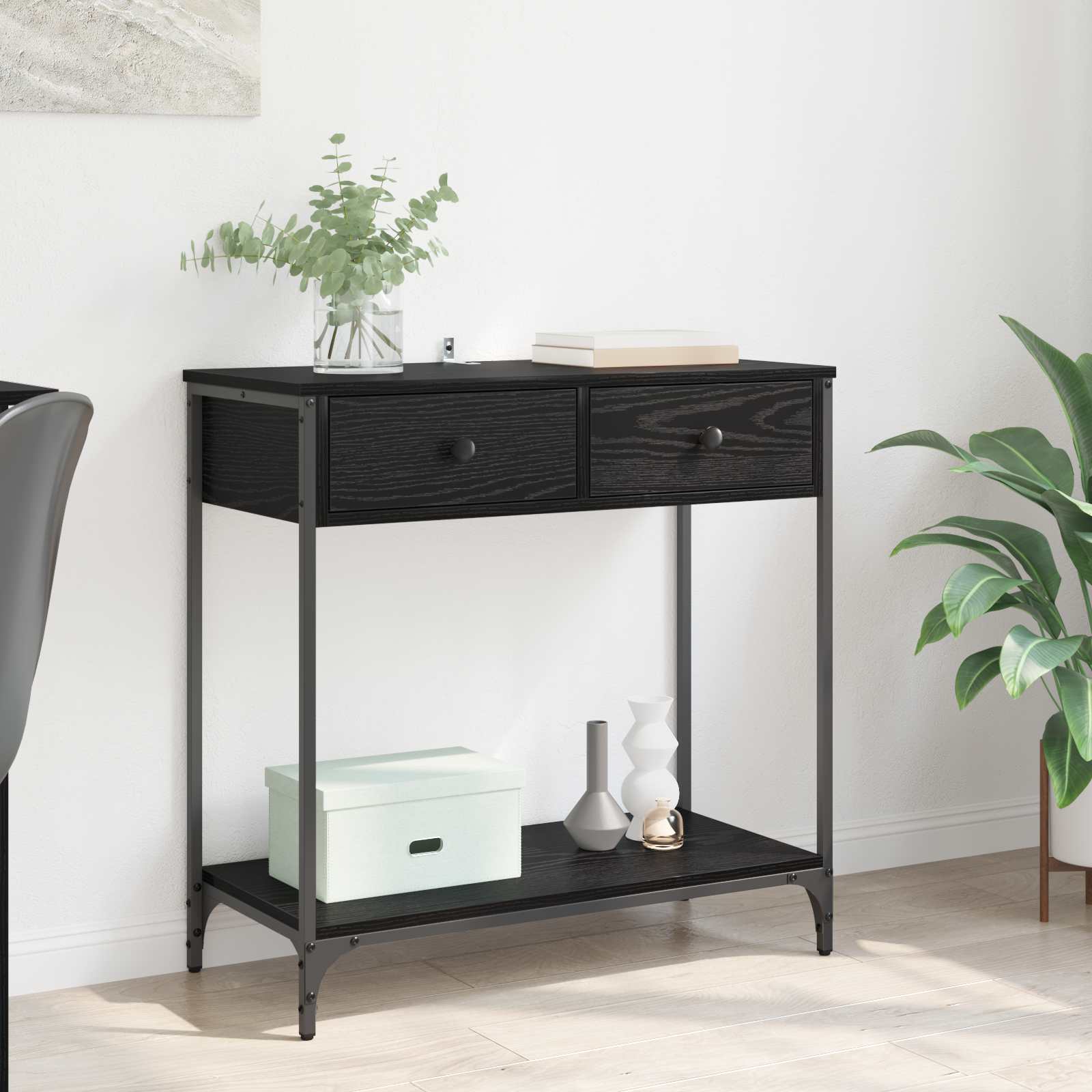 Τραπέζι κονσόλας με συρτάρι Μαύρη Οξυά 75 x 34,5 x 75 εκ - Pakobazaar