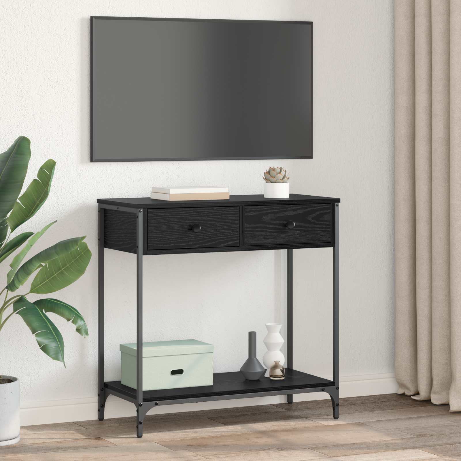 Τραπέζι κονσόλας με συρτάρι Μαύρη Οξυά 75 x 34,5 x 75 εκ - Pakobazaar