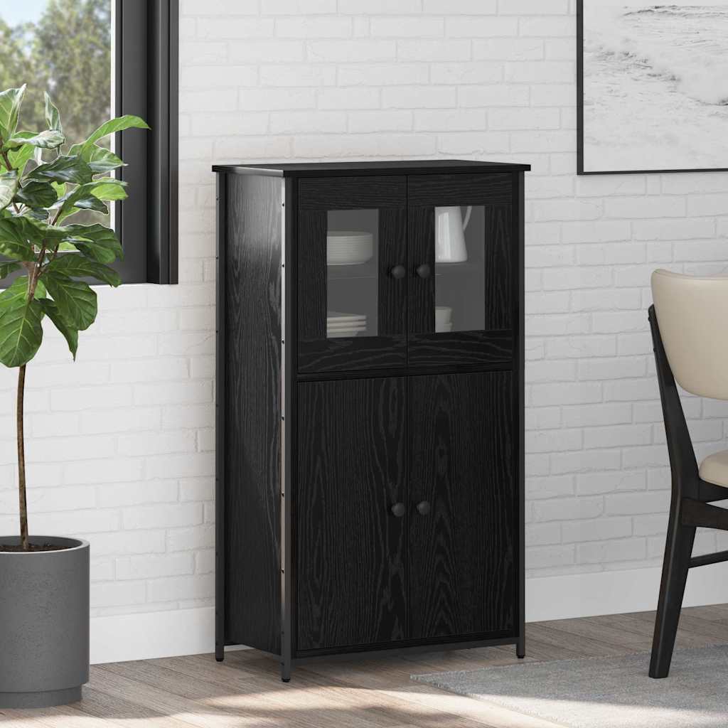 Highboard Μαύρη Οξυά 62 x 32 x 106,5 εκ Επεξεργασμένο ξύλο