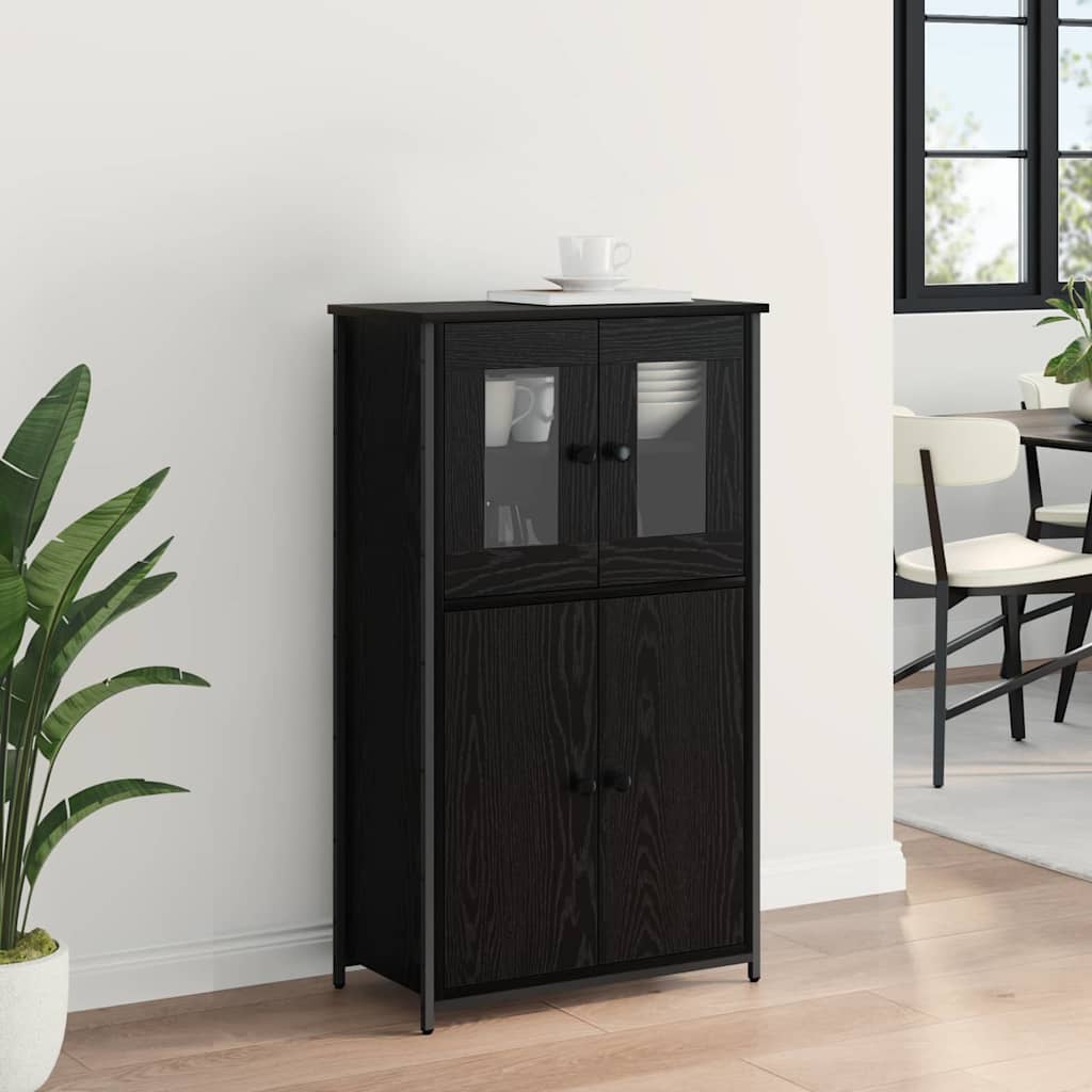 Highboard Μαύρη Οξυά 62 x 32 x 106,5 εκ Επεξεργασμένο ξύλο