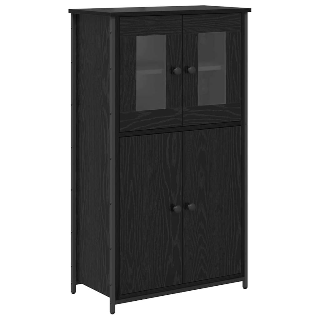 Highboard Μαύρη Οξυά 62 x 32 x 106,5 εκ Επεξεργασμένο ξύλο