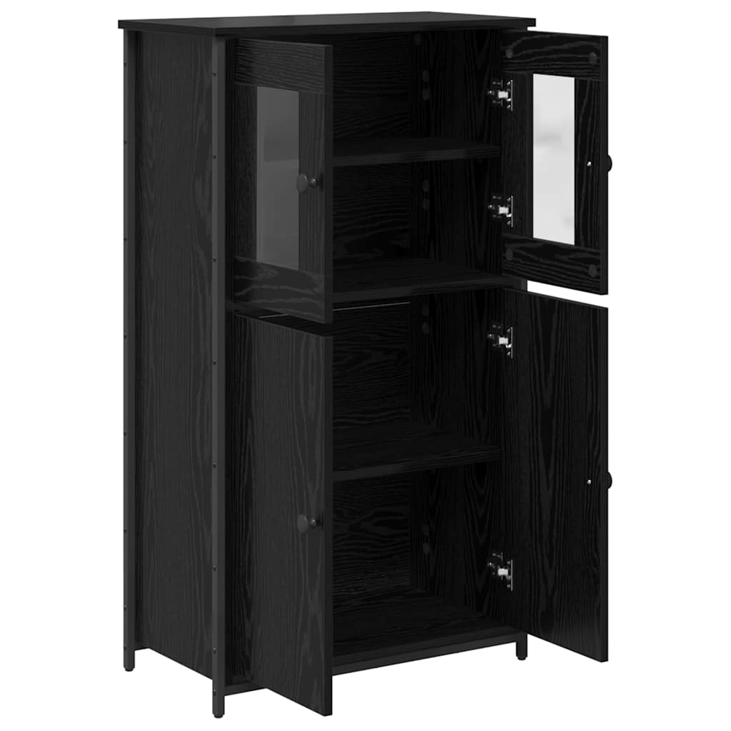 Highboard Μαύρη Οξυά 62 x 32 x 106,5 εκ Επεξεργασμένο ξύλο