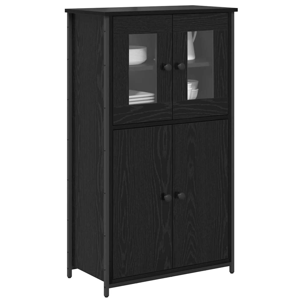 Highboard Μαύρη Οξυά 62 x 32 x 106,5 εκ Επεξεργασμένο ξύλο