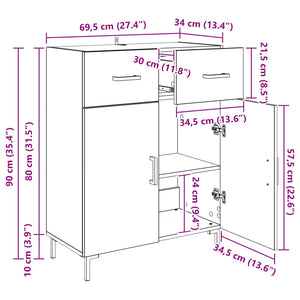 Πλαϊνό γραφείο με συρτάρι Artisan Oak 69,5 x 34 x 90 εκ. - Pakobazaar