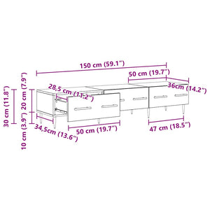 Ντουλάπι TV 150 x 36 x 30 εκ Μαύρη Οξυά Επεξεργασμένο Ξύλο