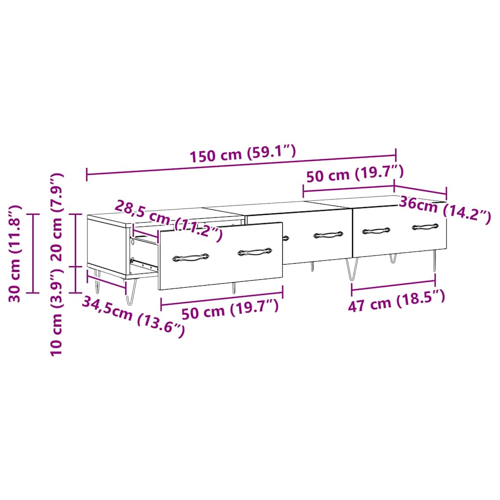Ντουλάπι TV artisan δρυς 150 x 36 x 30 εκ Επεξεργασμένο ξύλο - Pakobazaar