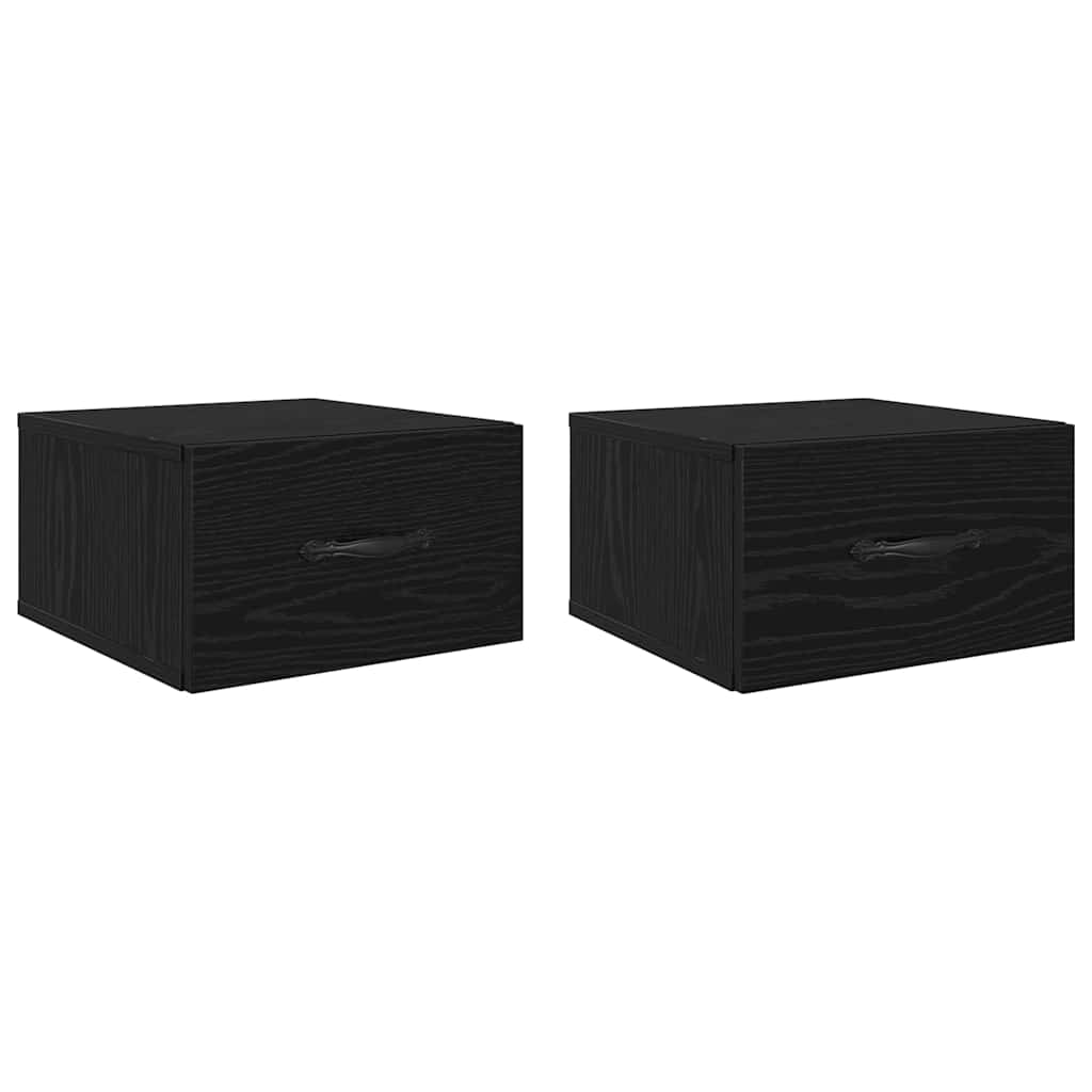 Κομοδίνο 2 pcs Μαύρη δρυς 35 x 35 x 20 εκ Επεξεργασμένο ξύλο