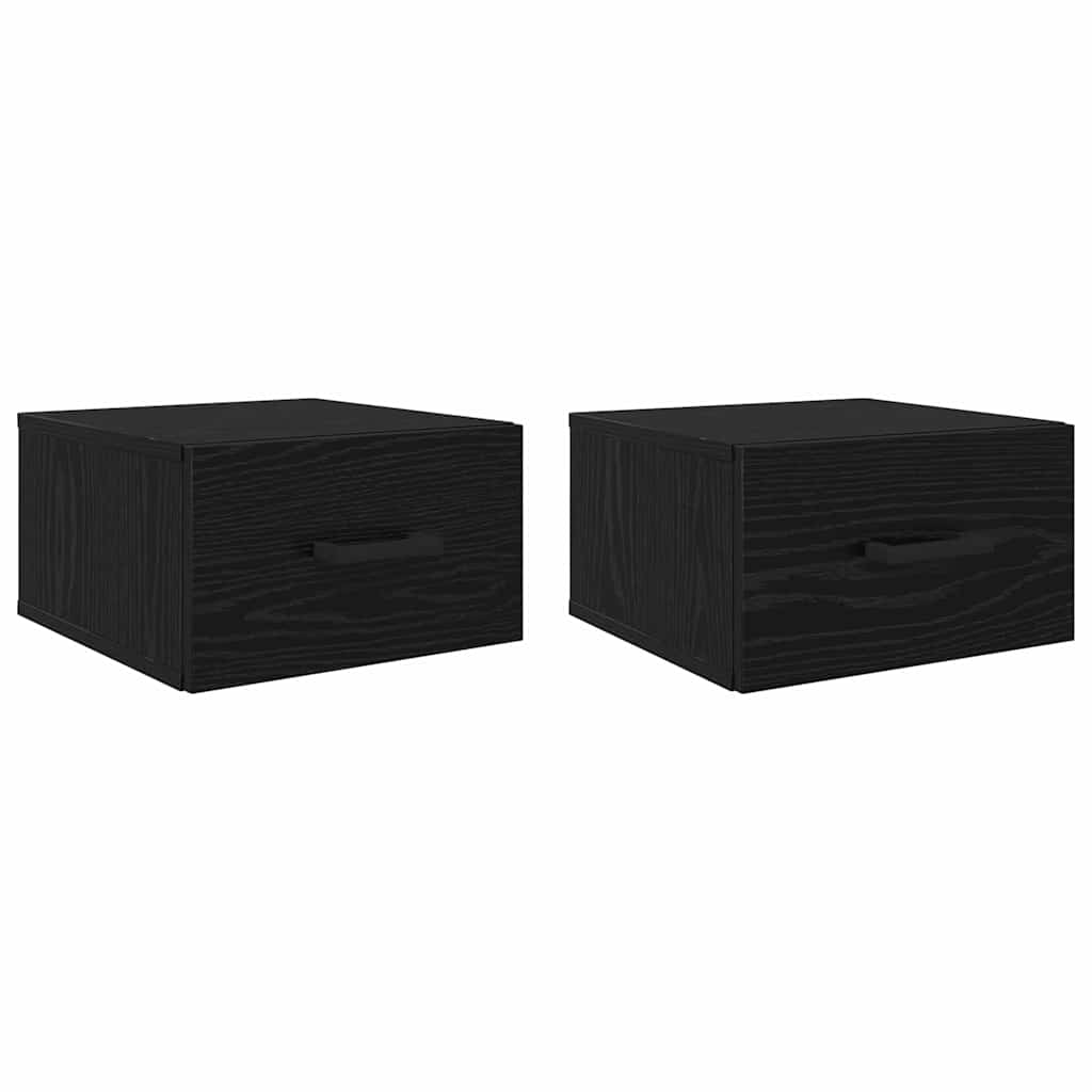 Κομοδίνο 2 pcs Μαύρη δρυς 35 x 35 x 20 εκ Επεξεργασμένο ξύλο - Pakobazaar