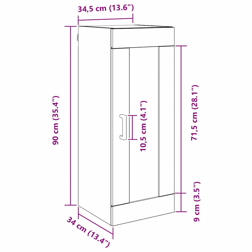 Επιτοίχιο ντουλάπι Μαύρη Οξυά 34,5 x 34 x 90 εκ. - Pakobazaar