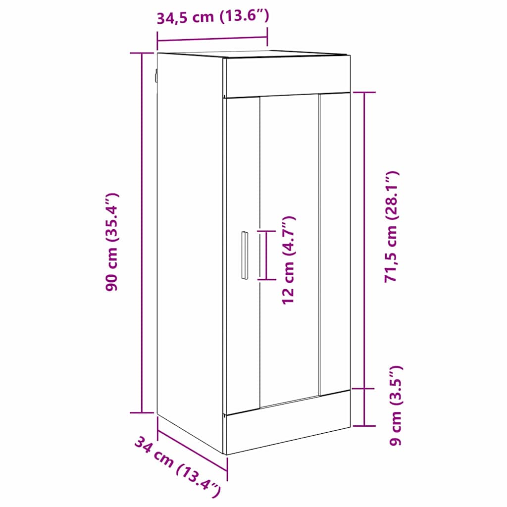 Επιτοίχιο ντουλάπι Μαύρη Οξυά 34,5 x 34 x 90 εκ. - Pakobazaar