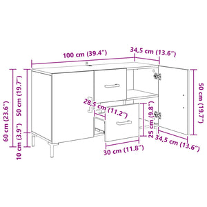 Πλαϊνό γραφείο Μαύρη Οξυά 100 x 36 x 60 εκ. Επεξεργασμένο ξύλο - Pakobazaar