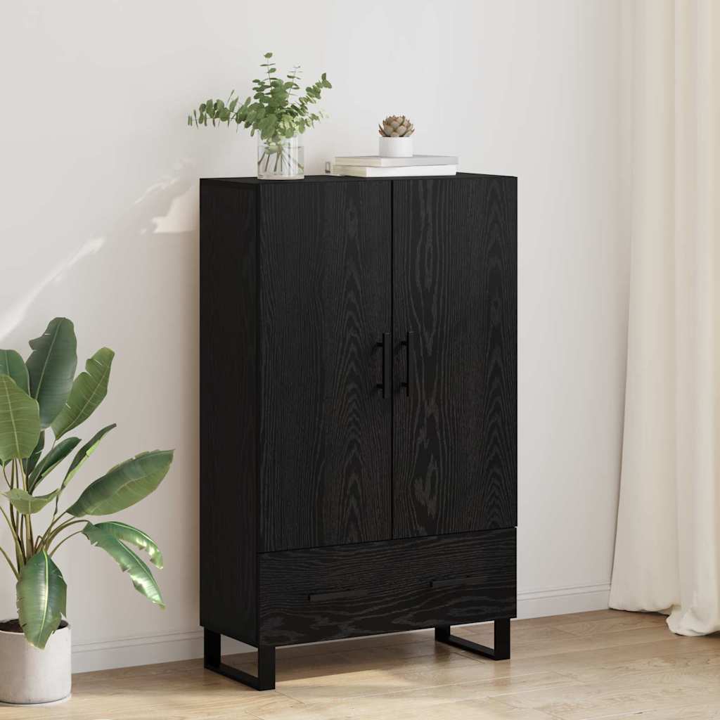 Highboard Μαύρη Οξυά 69,5 x 30 x 115 εκ Επεξεργασμένο ξύλο - Pakobazaar