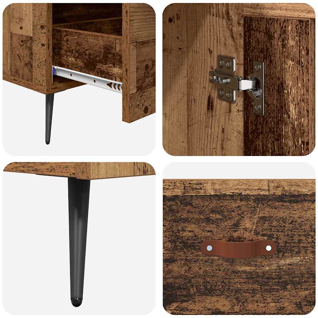 Highboard Παλιό Ξύλο 69,5 x 31 x 115 εκ. Σύνθετο Ξύλο και Γυαλί