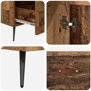 Highboard Παλιό Ξύλο 69,5 x 31 x 115 εκ. Σύνθετο Ξύλο και Γυαλί