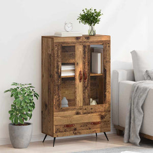 Highboard Παλιό Ξύλο 69,5 x 31 x 115 εκ. Σύνθετο Ξύλο και Γυαλί