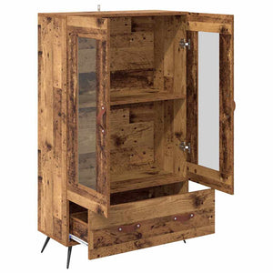 Highboard Παλιό Ξύλο 69,5 x 31 x 115 εκ. Σύνθετο Ξύλο και Γυαλί