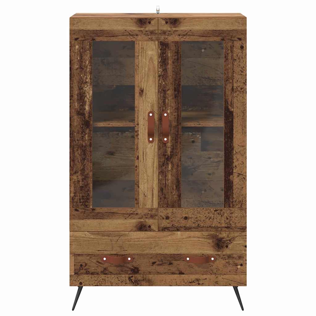 Highboard Παλιό Ξύλο 69,5 x 31 x 115 εκ. Σύνθετο Ξύλο και Γυαλί