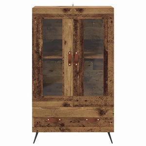 Highboard Παλιό Ξύλο 69,5 x 31 x 115 εκ. Σύνθετο Ξύλο και Γυαλί