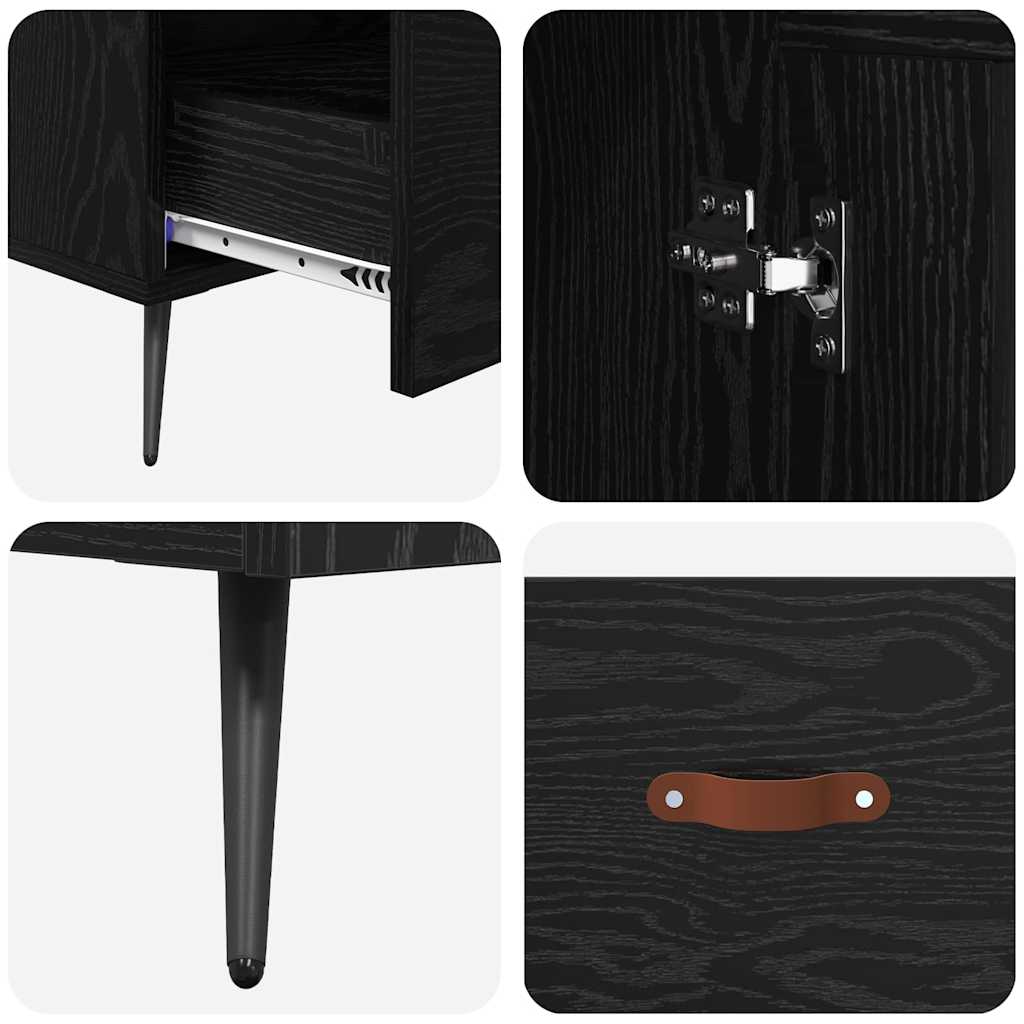 Highboard Μαύρη Οξυά 69,5 x 31 x 115 εκ. Σύνθετο Ξύλο και Γυαλί