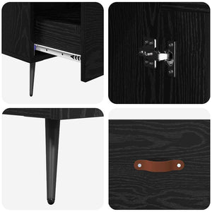 Highboard Μαύρη Οξυά 69,5 x 31 x 115 εκ. Σύνθετο Ξύλο και Γυαλί