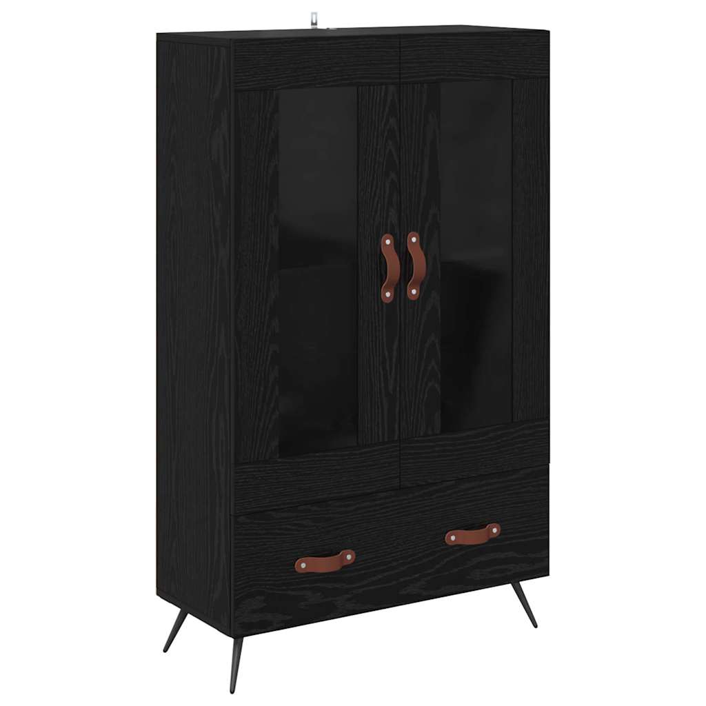 Highboard Μαύρη Οξυά 69,5 x 31 x 115 εκ. Σύνθετο Ξύλο και Γυαλί
